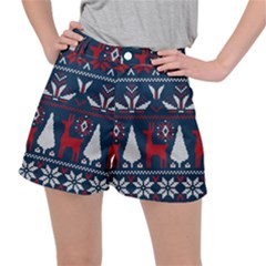 Knitted Christmas Pattern Ripstop Shorts