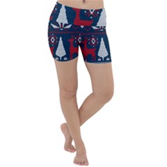 Knitted Christmas Pattern Lightweight Velour Yoga Shorts