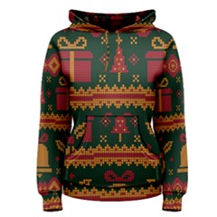 Knitted Christmas Pattern Women s Pullover Hoodie by Vaneshart