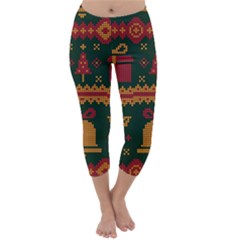 Knitted Christmas Pattern Capri Winter Leggings  by Vaneshart