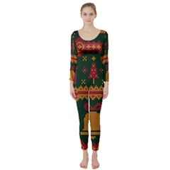 Knitted Christmas Pattern Long Sleeve Catsuit by Vaneshart