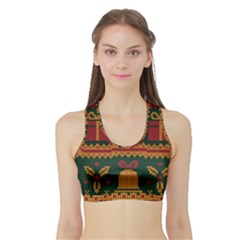 Knitted Christmas Pattern Sports Bra With Border