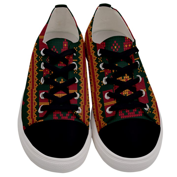 Knitted Christmas Pattern Men s Low Top Canvas Sneakers