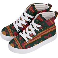 Knitted Christmas Pattern Kids  Hi-top Skate Sneakers by Vaneshart