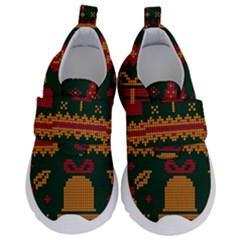 Knitted Christmas Pattern Kids  Velcro No Lace Shoes by Vaneshart