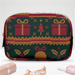 Knitted Christmas Pattern Make Up Pouch (small) by Vaneshart