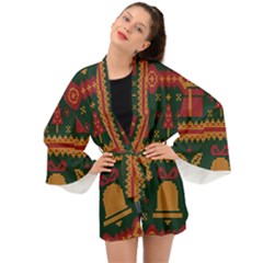 Knitted Christmas Pattern Long Sleeve Kimono by Vaneshart