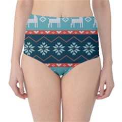 Beautiful Knitted Christmas Pattern Classic High-waist Bikini Bottoms by Vaneshart