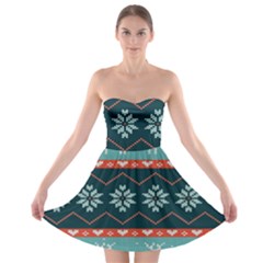 Beautiful Knitted Christmas Pattern Strapless Bra Top Dress by Vaneshart