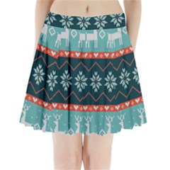 Beautiful Knitted Christmas Pattern Pleated Mini Skirt