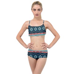 Beautiful Knitted Christmas Pattern Layered Top Bikini Set by Vaneshart