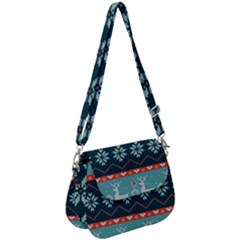 Beautiful Knitted Christmas Pattern Saddle Handbag