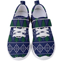 Beautiful Knitted Christmas Pattern Women s Velcro Strap Shoes by Vaneshart