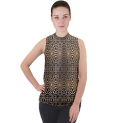 Luxury Ornamental Mandala Design Background Mock Neck Chiffon Sleeveless Top by Vaneshart