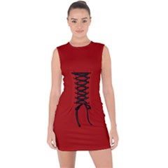 red Lace Up Front Bodycon Dress