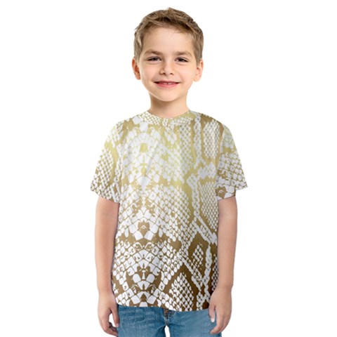 White And Gold Snakeskin Kids  Sport Mesh Tee by mccallacoulture