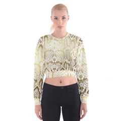 White And Gold Snakeskin Cropped Sweatshirt