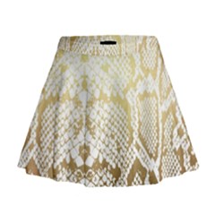 White And Gold Snakeskin Mini Flare Skirt by mccallacoulture