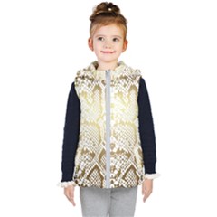 White And Gold Snakeskin Kids  Hooded Puffer Vest