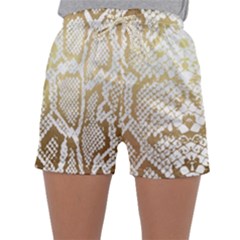 White And Gold Snakeskin Sleepwear Shorts by mccallacoulture