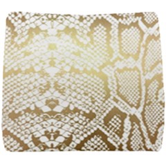 White And Gold Snakeskin Seat Cushion by mccallacoulture