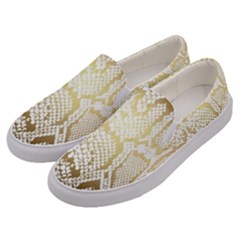 White And Gold Snakeskin Men s Canvas Slip Ons by mccallacoulture