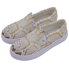 White And Gold Snakeskin Kids  Canvas Slip Ons by mccallacoulture