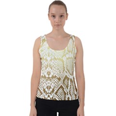 White And Gold Snakeskin Velvet Tank Top by mccallacoulture