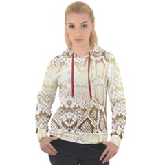 White And Gold Snakeskin Women s Overhead Hoodie