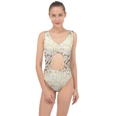 White And Gold Snakeskin Center Cut Out Swimsuit by mccallacoulture