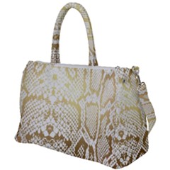 White And Gold Snakeskin Duffel Travel Bag by mccallacoulture