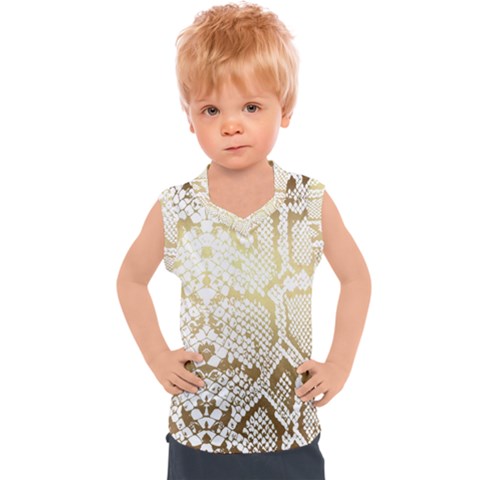 White And Gold Snakeskin Kids  Sport Tank Top by mccallacoulture