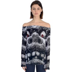 Monster Sculpture Extreme Close Up Illustration 2 Off Shoulder Long Sleeve Top