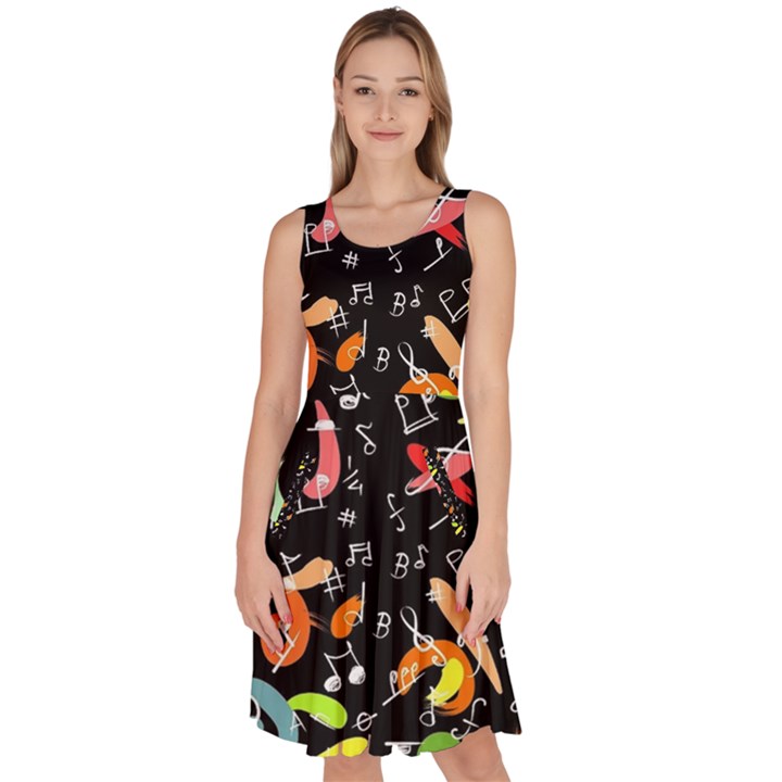 Music 2 Knee Length Skater Dress With Pockets