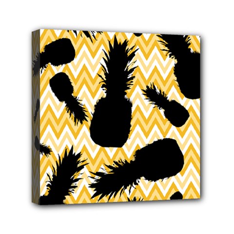 Ananas Chevrons Noir/jaune Mini Canvas 6  X 6  (stretched) by kcreatif