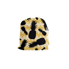 Ananas Chevrons Noir/jaune Drawstring Pouch (small) by kcreatif