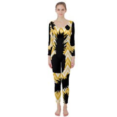 Ananas Chevrons Noir/jaune Long Sleeve Catsuit by kcreatif