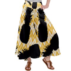 Ananas Chevrons Noir/jaune Satin Palazzo Pants by kcreatif