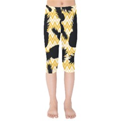 Ananas Chevrons Noir/jaune Kids  Capri Leggings  by kcreatif