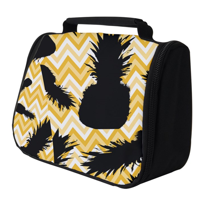 Ananas Chevrons Noir/Jaune Full Print Travel Pouch (Small)