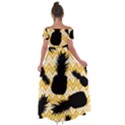 Ananas Chevrons Noir/Jaune Off Shoulder Open Front Chiffon Dress View2