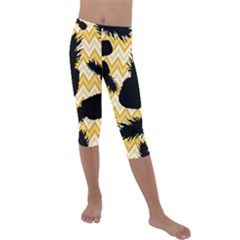 Ananas Chevrons Noir/jaune Kids  Lightweight Velour Capri Leggings  by kcreatif