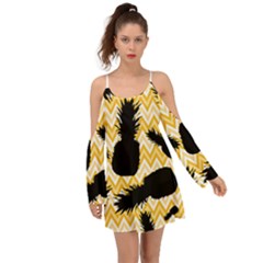 Ananas Chevrons Noir/jaune Kimono Sleeves Boho Dress by kcreatif