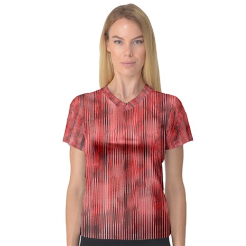 Abstrait Texture Rouge/noir V-neck Sport Mesh Tee by kcreatif