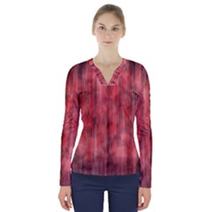 Abstrait Texture Rouge/noir V-neck Long Sleeve Top by kcreatif