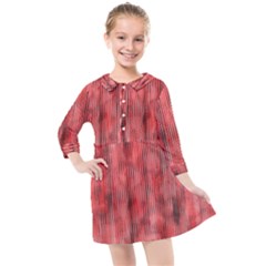 Abstrait Texture Rouge/noir Kids  Quarter Sleeve Shirt Dress by kcreatif