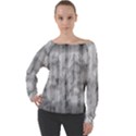 Abstrait Texture Gris/Noir Off Shoulder Long Sleeve Velour Top View1