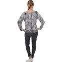 Abstrait Texture Gris/Noir Off Shoulder Long Sleeve Velour Top View2