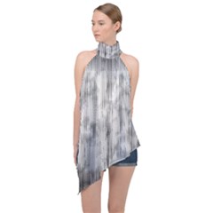 Abstrait Texture Gris/noir Halter Asymmetric Satin Top by kcreatif