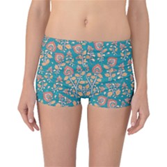 Teal Floral Paisley Boyleg Bikini Bottoms by mccallacoulture